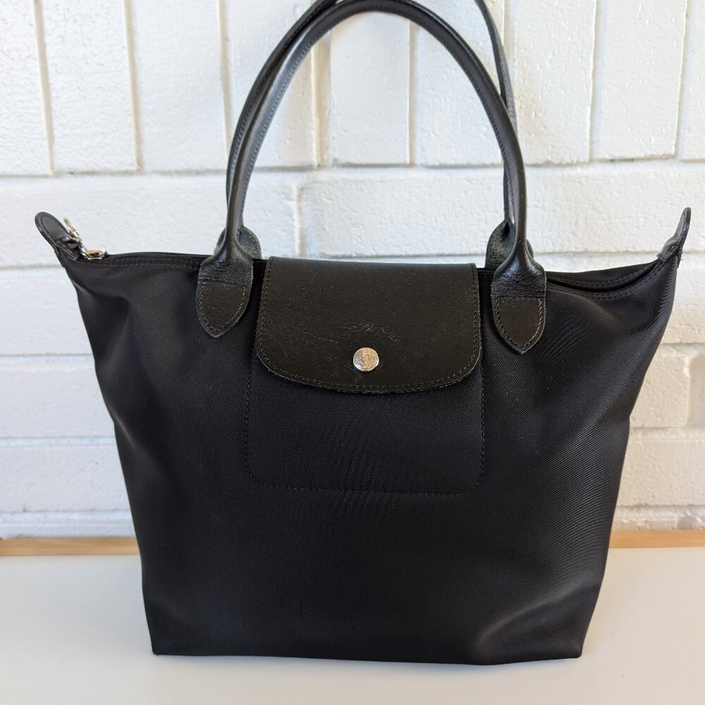 Longchamp Le Pliage Nylon Tote Bag Medium Black Shoulder